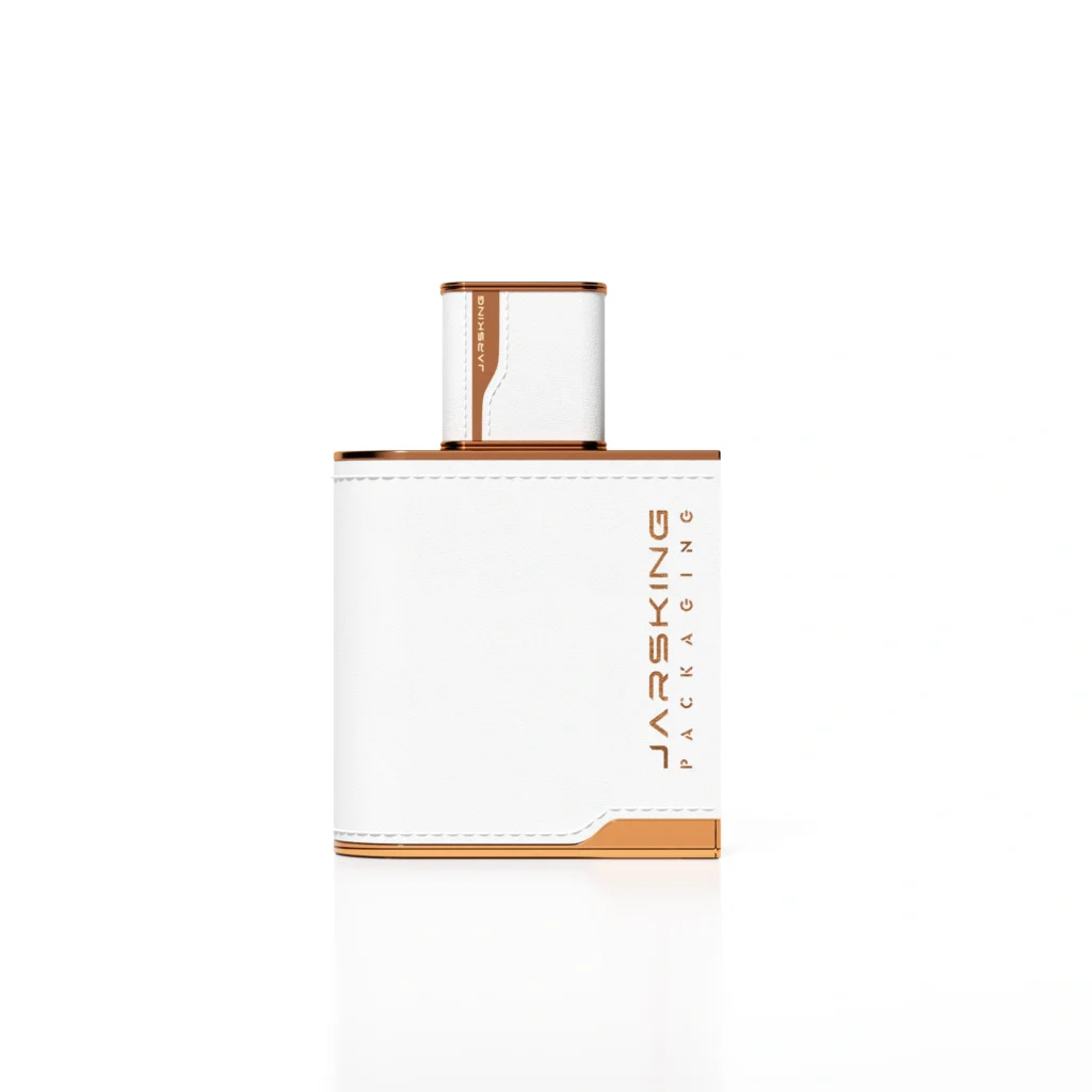 white leather perfume bottle