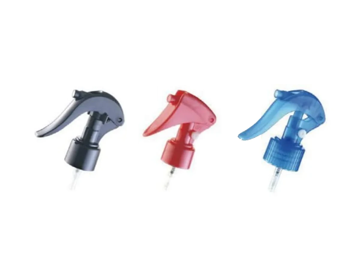 Mini trigger sprayers in black, red and blue