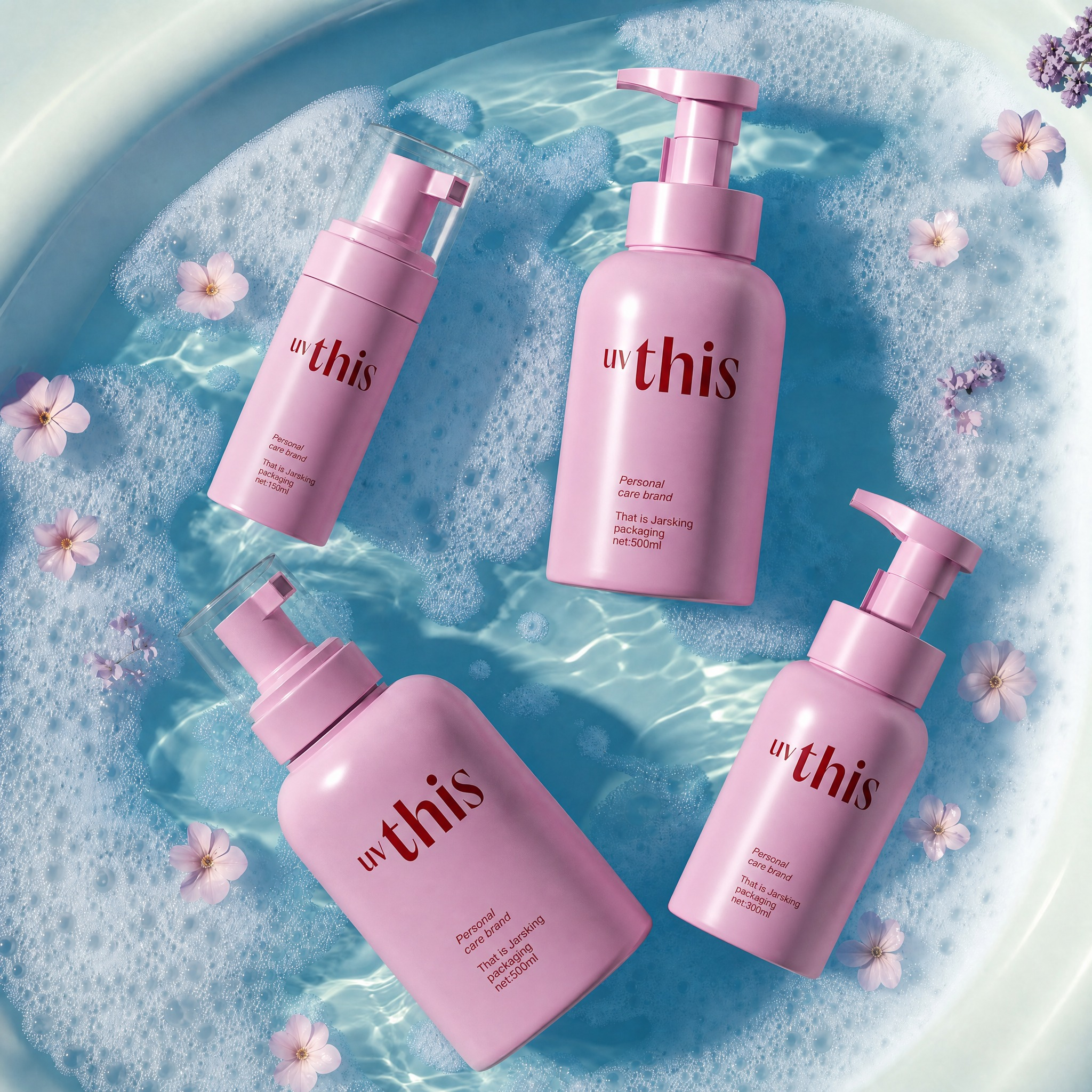 pink-skincare-foam-pump-bottle-collection